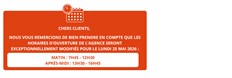 HORAIRES EXCEPTIONNELS PENTECOTE